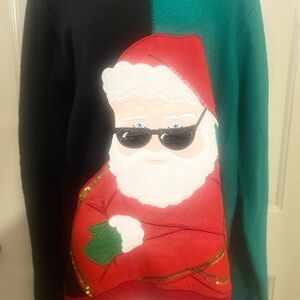 Women’s Santa Holiday Sweater Embossed XL (42-44) Graphic Textured